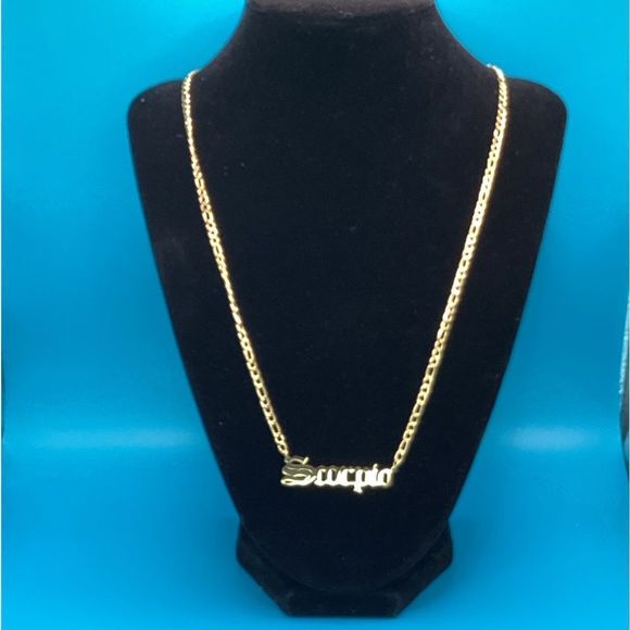 ⭐️Scorpio nameplate 14k Gold plated Figaro necklace ⭐️ - Picture 11 of 14